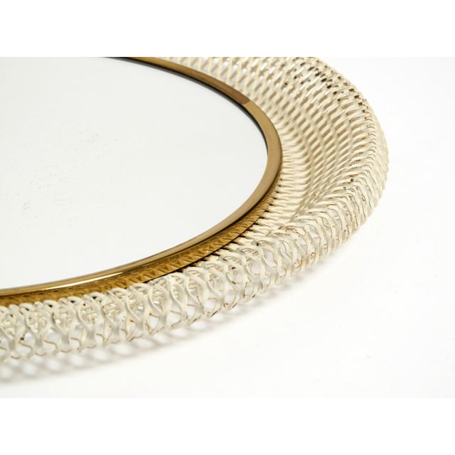Mid-Century Modern Round Wall Mirror in Metal with Brass Detail, 1950s For Sale - Image 13 of 18