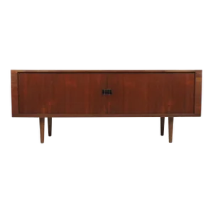 1960s Hans Wegner Teak President Tambour Door Credenza Sideboard