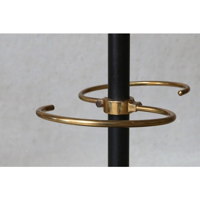 Black Mid-Century Black Metal and Brass Coat Rack attributed to Jacques Adnet, France, 1950s For Sale - Image 8 of 14