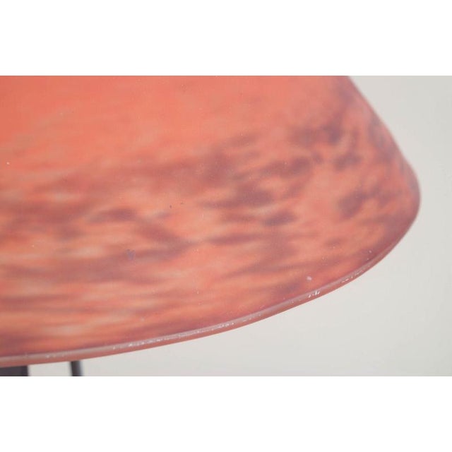 French Art Nouveau-Style Table Lamp in Cast Iron and Art Glass For Sale - Image 3 of 6