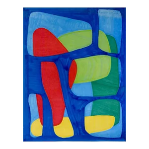 Contemporary Abstract Blue Red Green Yellow Shapes Print