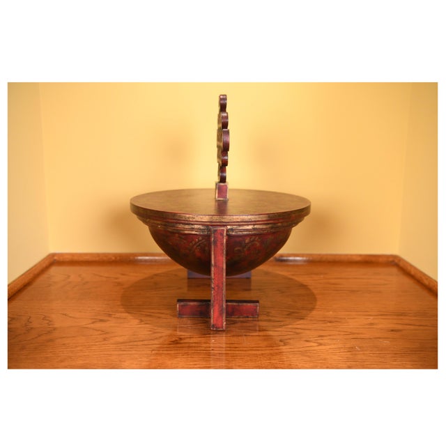 Vintage Decorative Tibetan Style Lidded Ceremonial Bowl on Stand For Sale - Image 4 of 7