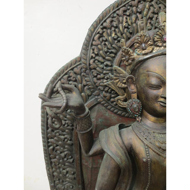 Copper Repousse Manjusri Late 19th Nepal For Sale - Image 11 of 16