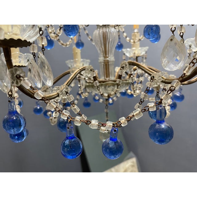 Vintage Macaroni Blue Murano Glass Chandelier, 1950s For Sale - Image 9 of 13