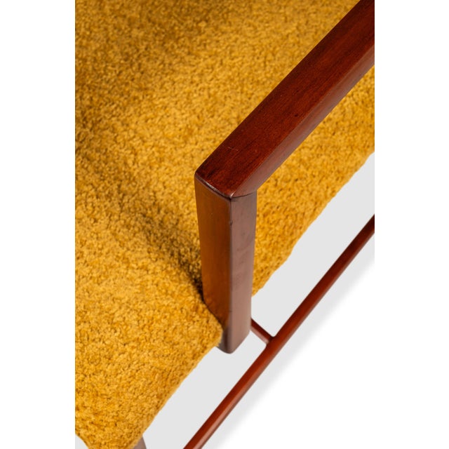Rare Pair of Mid-Century Modern Cane-Backed Armchairs in Walnut & Bouclé Attributed to Michael Taylor for Baker (New World Collection), Usa, C. 1960s For Sale - Image 17 of 18
