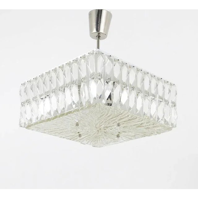 Modern Modernist Square Ceiling Light with Faceted Crystals from Bakalowits & Söhne, Austria, 1960s For Sale - Image 3 of 11