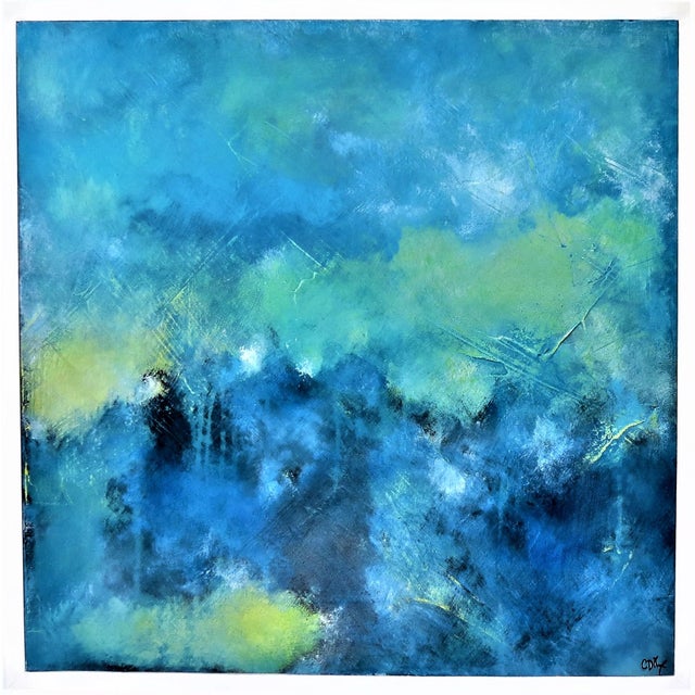 2020s Enigmatic Blue, Ii. Abstract Oil on Wood by C. Damien Fox For Sale - Image 5 of 5