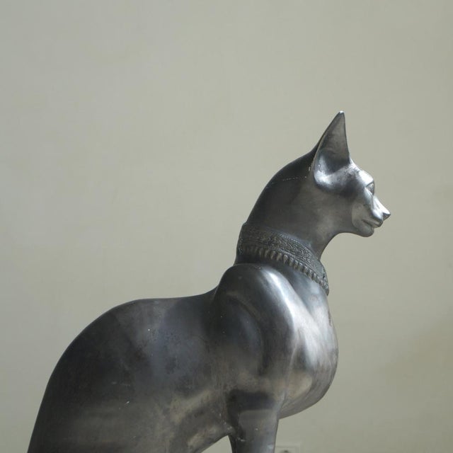 Large Vintage Egyptian Revival Cat Sculpture, 1970s For Sale - Image 17 of 18