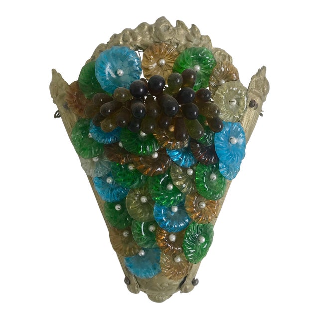 1920s Green and Blue Murano Sconce For Sale