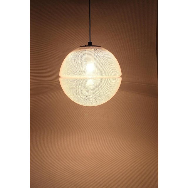 1970s Postmodern Striped Op-Art Globe Pendant Lamp by Guzzini attributed to Meblo, 1970s For Sale - Image 5 of 18