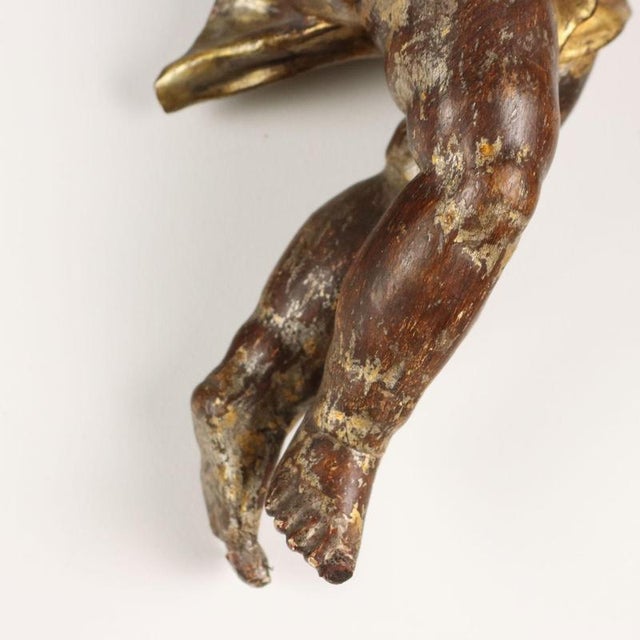 Brown Carved Wooden Cherubs, Set of 2 For Sale - Image 8 of 12