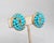 Metal Vintage Signed Crown Trifari Cabochon Faux-Turquoise Clip Earrings-2 Pieces For Sale - Image 7 of 8