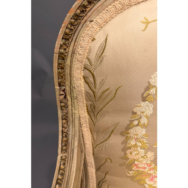 Celadon Set of 4 19th Century French Louis XVI Style Armchairs, Original Polychrome & Parcel Gilt, Circa 1890 For Sale - Image 8 of 11