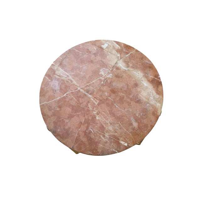 Mid-Century Modern Vintage Pink Marble and Brass Tripod Side Table in the Style of Cedric Hartman Mid Century Modern Gueridon For Sale - Image 3 of 11