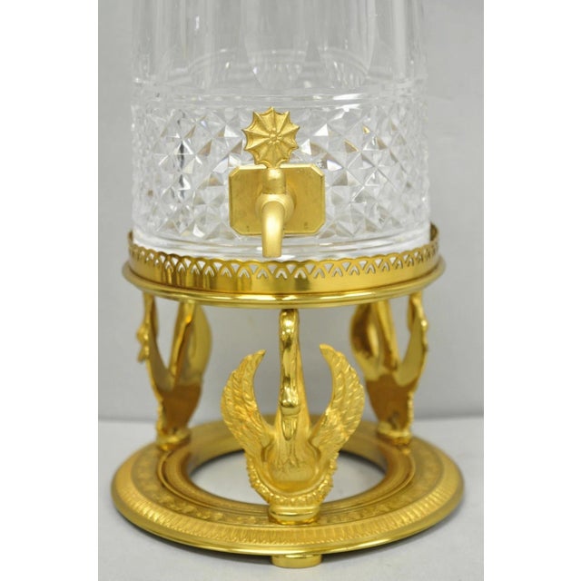 Mid 20th Century Vintage French Baccarat Style Bronze Swan & Cut Crystal Glass Liquor Decanter For Sale - Image 5 of 18