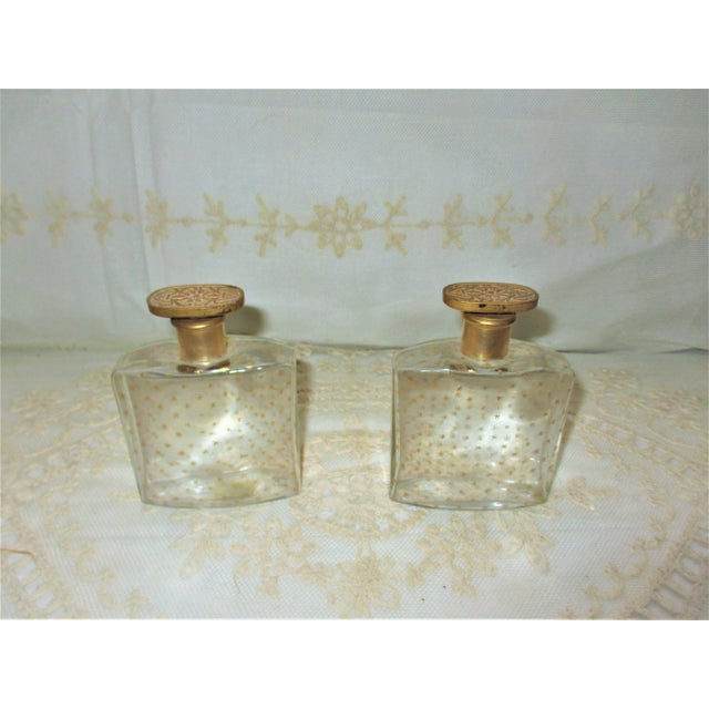 Antique Pair of Signed Ltyptane Paris Gold Star Design with Ornate Gold Stoppers Perfume Bottles For Sale - Image 13 of 13