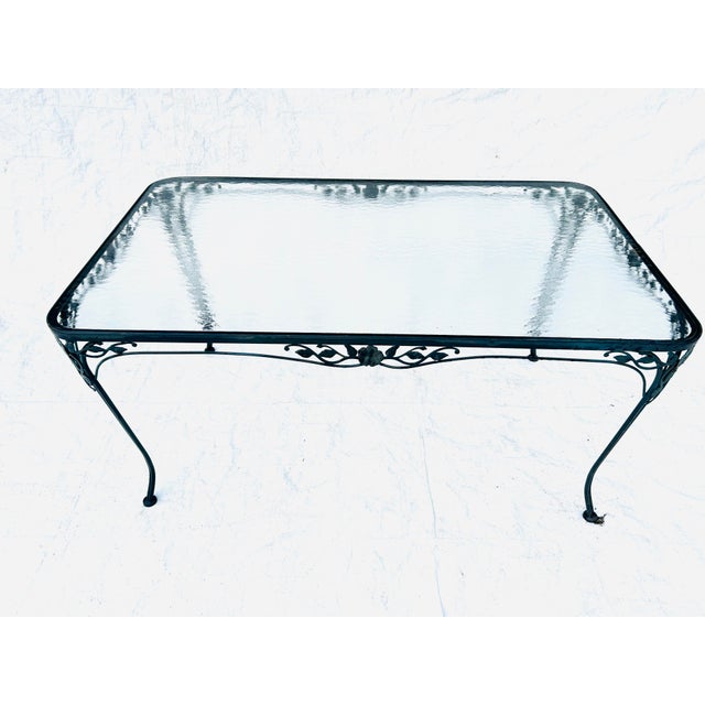 Shabby Chic Vintage Chantilly Rose Wrought Iron Patio Table by Russell Woodard, Attributed For Sale - Image 3 of 6