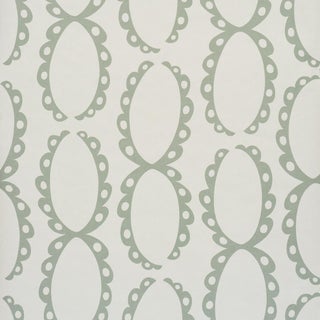 Sample - Schumacher The Saints Wallcovering In Cool Green For Sale