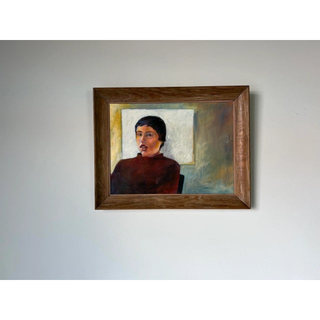 70's Vintage Impressionist Oil Woman Portrait Painting, Framed For Sale - Image 11 of 13