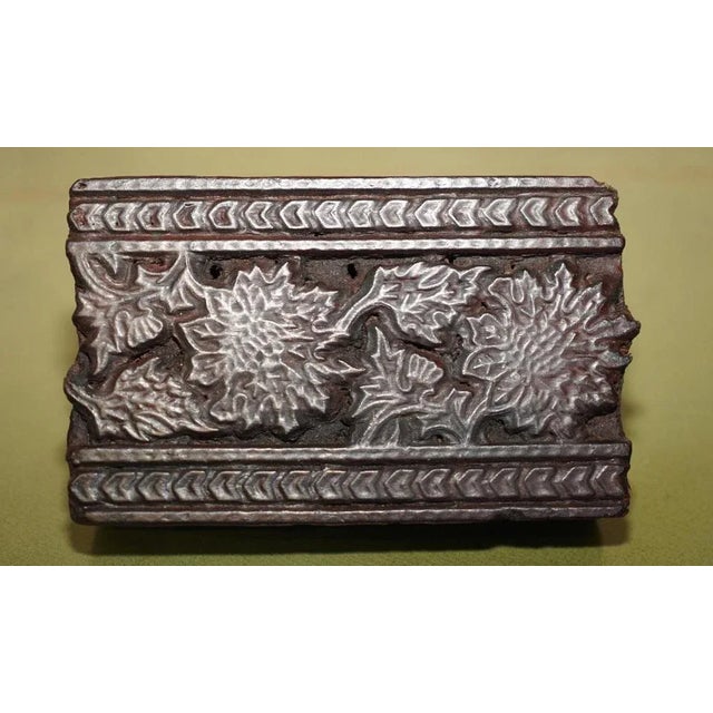 Antique Hand Carved Floral Leaf Printing Block for Wallpaper For Sale - Image 4 of 12