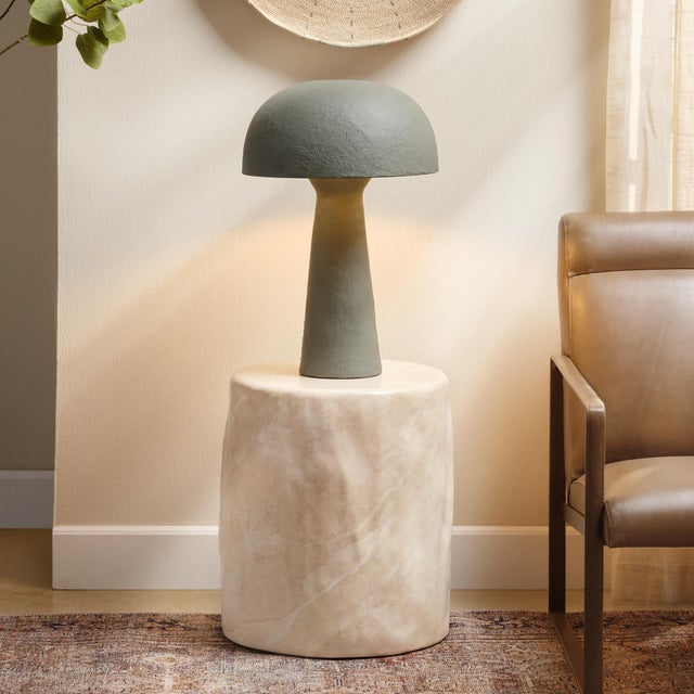 2020s Cedar Side Table, Marbled Cream For Sale - Image 5 of 7