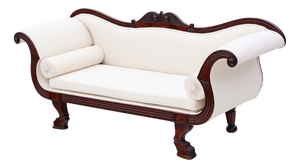 Antique Mahogany Scroll Arm Sofa, 19th Century