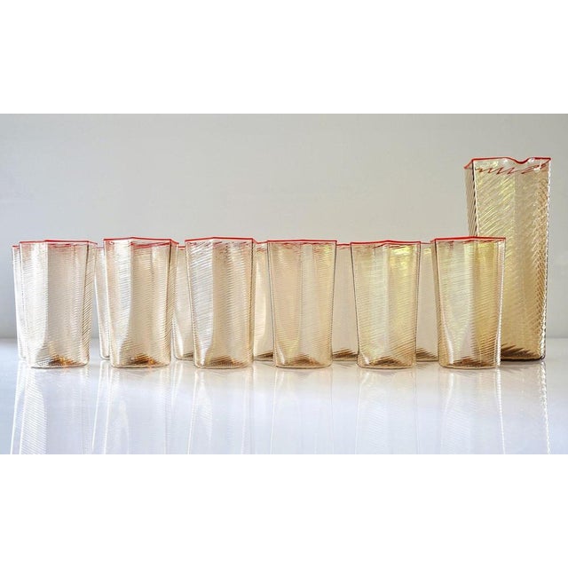 Esagonali Tumblers and Pitcher by Salviati, Set of 13 For Sale - Image 4 of 18