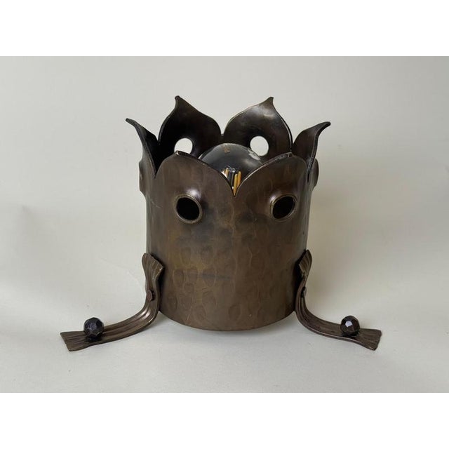 Hand-Hammered Brass Ceiling Light, 1960s For Sale - Image 12 of 18