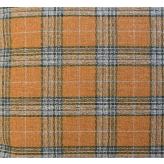 American Butterscotch, Blue & White Coastal Plaid Feather/Down Pillow For Sale - Image 3 of 5