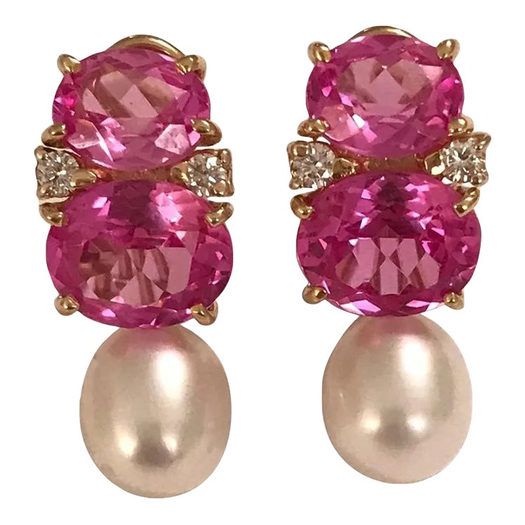 Christina Addison Medium 18kt Yellow Gold Gum Drop™ Earrings With Pink ...