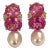 Christina Addison Medium 18kt Yellow Gold Gum Drop™ Earrings With Pink Topaz and Diamonds With Detachable Pearls For Sale