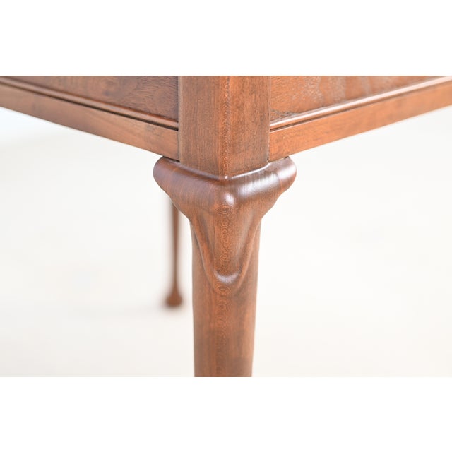 Wood Baker Furniture Queen Anne Walnut and Burl Wood End Table For Sale - Image 7 of 12