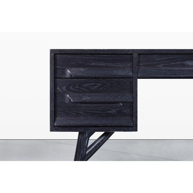 Jamestown Lounge Co. Vintage Black Cerused Desk by Jack Van Der Molen for Jamestown Lounge Co. For Sale - Image 4 of 14