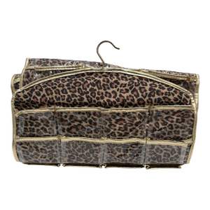 Large Vintage Cheetah Patterned Jewelry Organizer Travel Bag