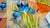 1970s Floral Iris Art Glass Dinner Plates, Signed Wm McGrath, 9 Piece For Sale In San Diego - Image 6 of 14