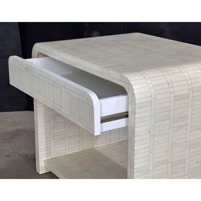 Bone Enrique Garcel Tessellated Bone Waterfall Side/End Table, 1970 For Sale - Image 7 of 8