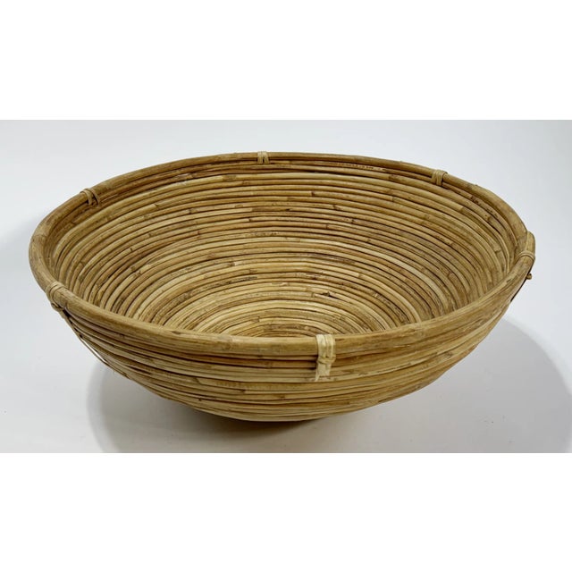 Wood Vintage Oversized Coiled Pencil Reed Bowl For Sale - Image 7 of 11