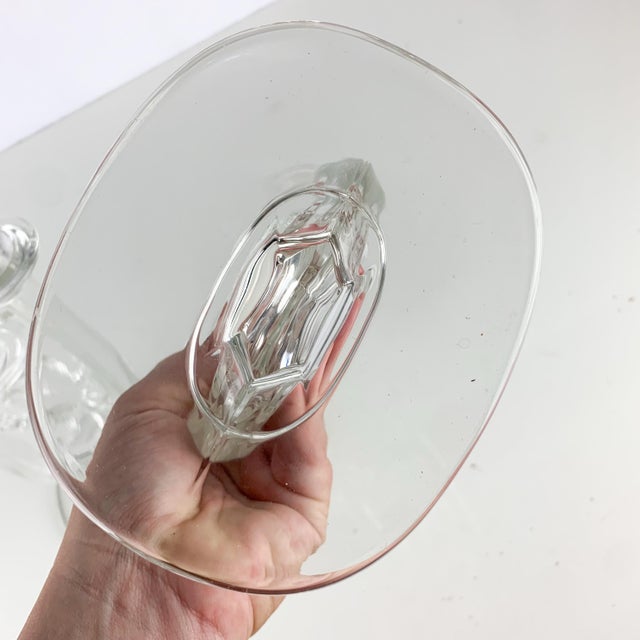 Mid 20th Century Vintage Crystal Glass Double Candlestick Holders Pair Ivy Vines Romantic Decor For Sale - Image 5 of 11