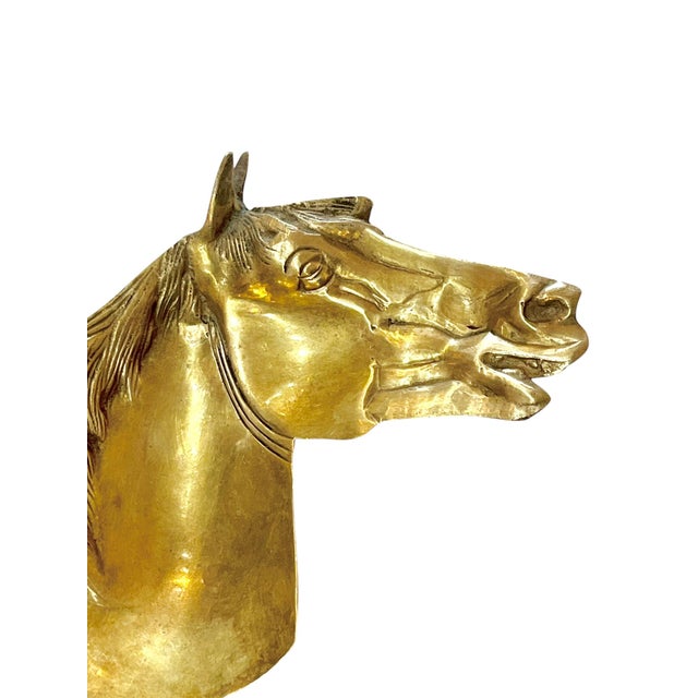 Vintage brass horse head ashtray or catchall. Great on top of some coffee table books. Nice detailed man and face.