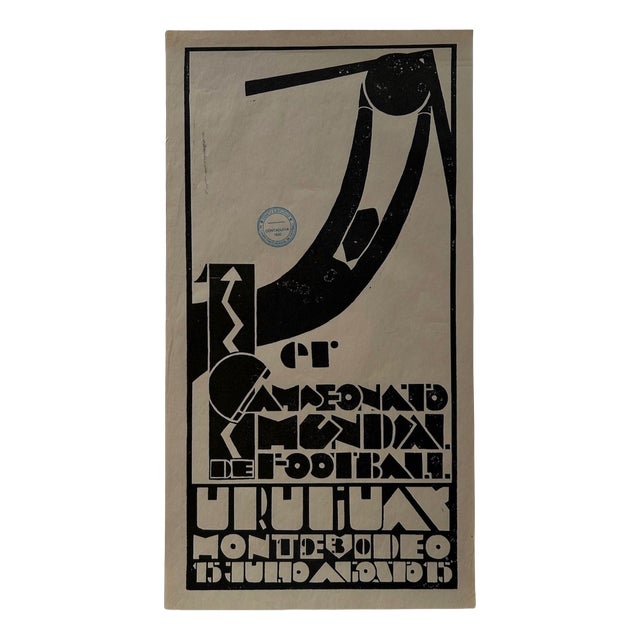 FIFA World Cup Poster (Monochrome Version) by Guillaume Lombardi, 1930 For Sale