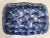 Antique 19th century Spongeware decorated blue and white stoneware platter, probably from Lancaster County, PA. A shaped,...