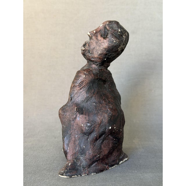Art Brut sculpture, expressionist. Made of terracotta or a similar material, Signed and dated 1978. Unidentified. 15.5 x...