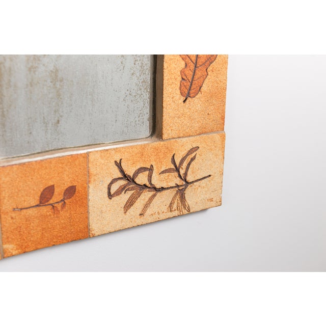 1960s Vintage Botanical Ceramic Mirror by Raymonde Leduc for Vallauris, France, 1960s For Sale - Image 5 of 9