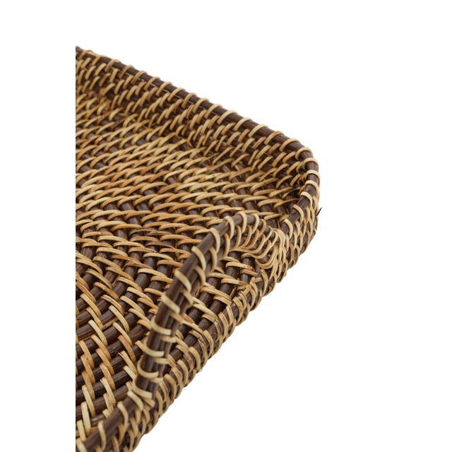 Indian Brown & Natural Rattan Rectangle Tray, Large For Sale - Image 3 of 4