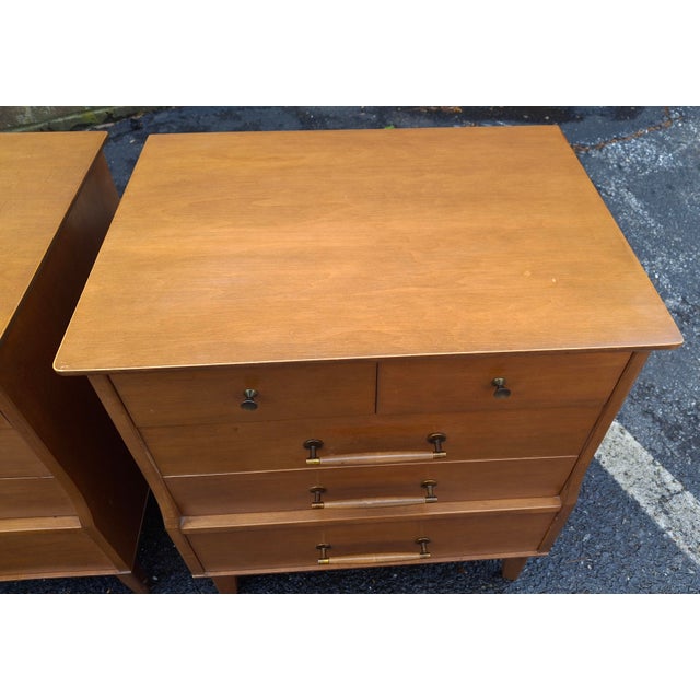 Wood Mid 20th Century Pair Baumritter Birchcraft MCM Maple Five-Drawer Side Chests For Sale - Image 7 of 17