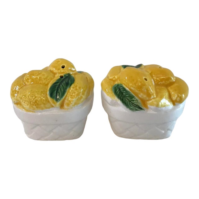 Vintage Basket of Lemons Salt and Pepper Shakers For Sale