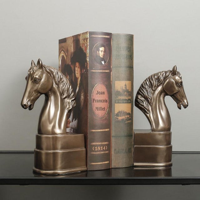 Plastic Early 21st Century Pair of Cold Cast Bronze Horse Head Bookends / Sculptures For Sale - Image 7 of 7