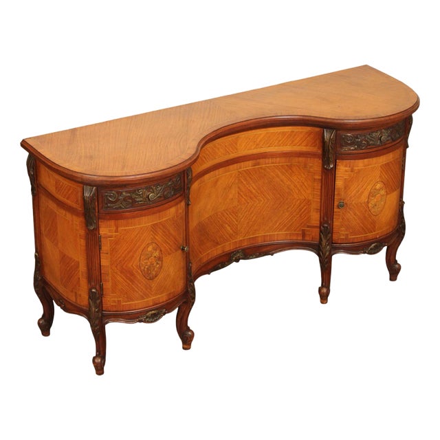 1930's French Louis XV Style Inlaid Satinwood Vanity For Sale