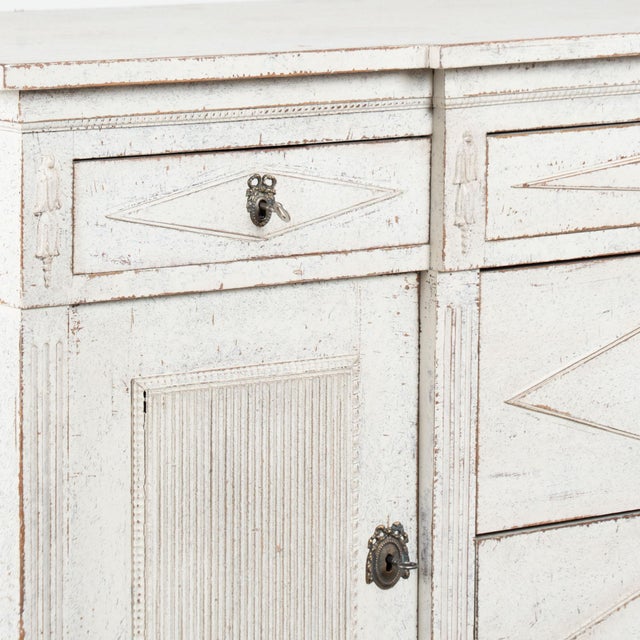 19th Century Swedish White Painted Gustavian Sideboard For Sale - Image 10 of 17