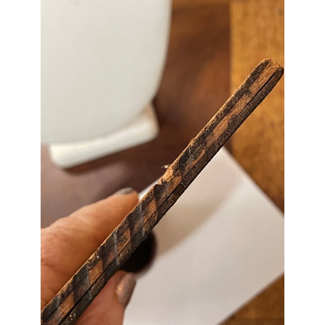 Wood Early 20th Century Pyrography Match Holder Native American Woman Primitive Burnt Wood For Sale - Image 7 of 12